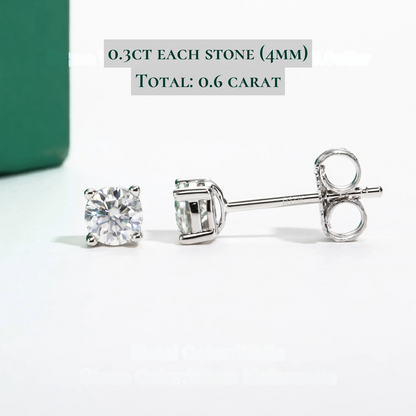 The Scarlett - Round Brilliant Cut Moissanite Earrings with 10k Gold Posts