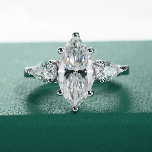 The Madison - Marquise & Pear Three-Stone Moissanite Ring