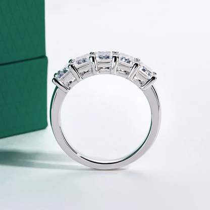 The Sylvie - Emerald Cut Moissanite Half Eternity Ring
