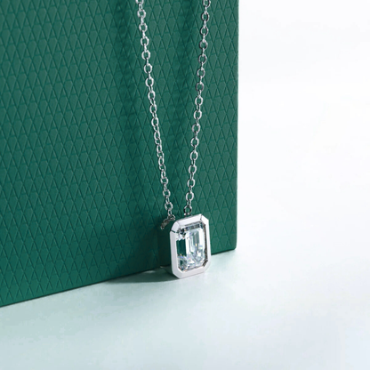 The Solange - Emerald Cut Moissanite Necklace