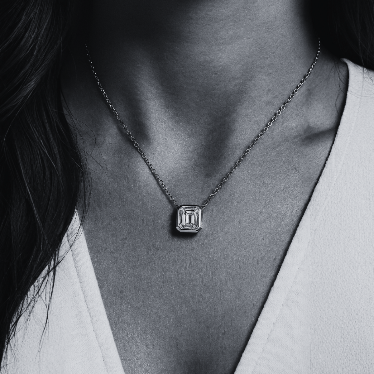 The Solange - Emerald Cut Moissanite Necklace