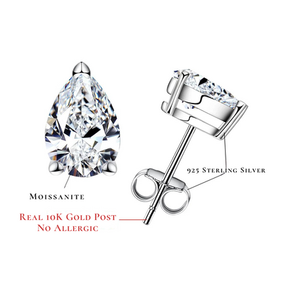 The Melanie - Pear Cut Moissanite Earrings with 10k Gold Posts