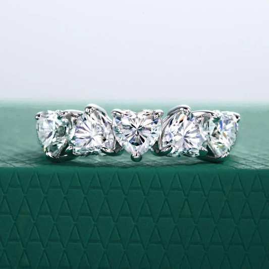 The Heartis - Heart Cut Moissanite Half Eternity Ring