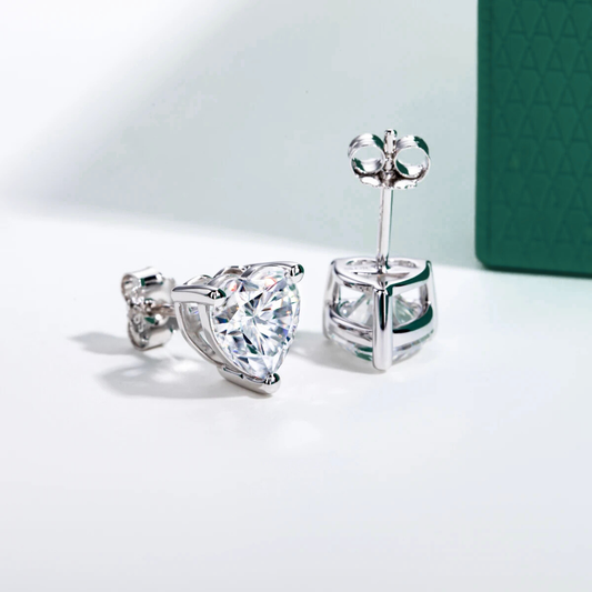 The Heartine - Heart Cut Moissanite Earrings