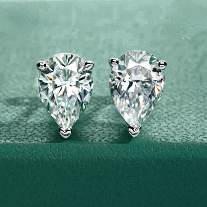 The Melanie - Pear Cut Moissanite Earrings with 10k Gold Posts