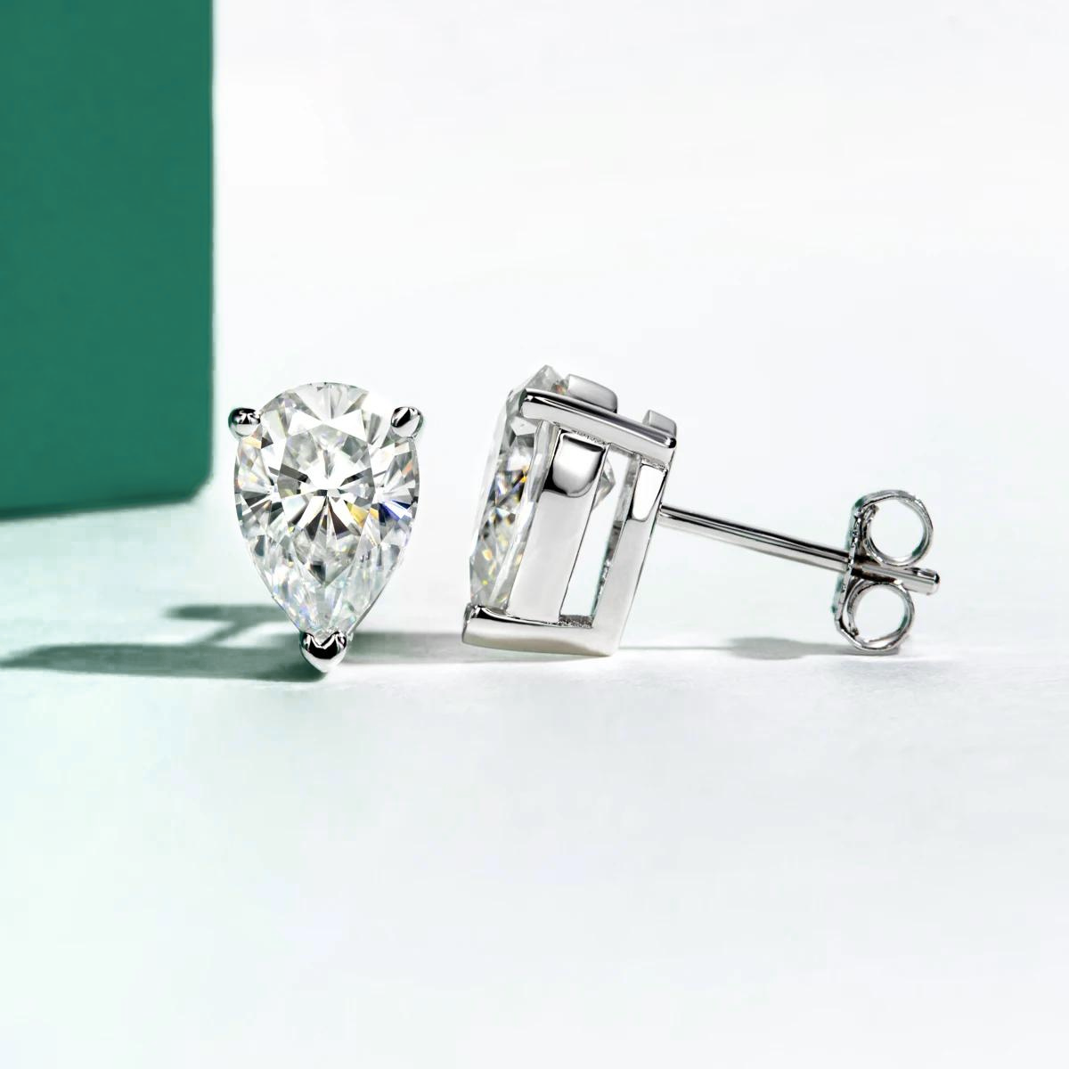 The Melanie - Pear Cut Moissanite Earrings with 10k Gold Posts