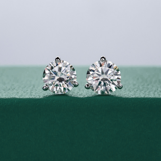 The Lillian - Solitaire 3-Prong Moissanite Earrings