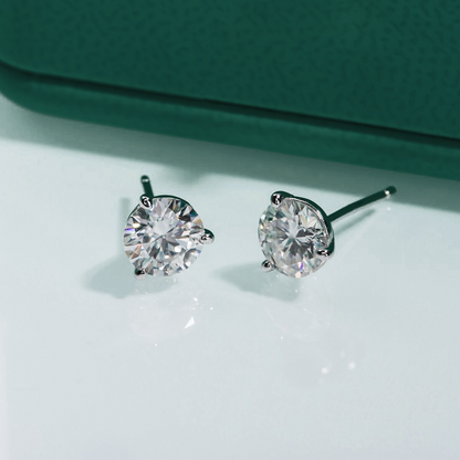 The Lillian - Solitaire 3-Prong Moissanite Earrings