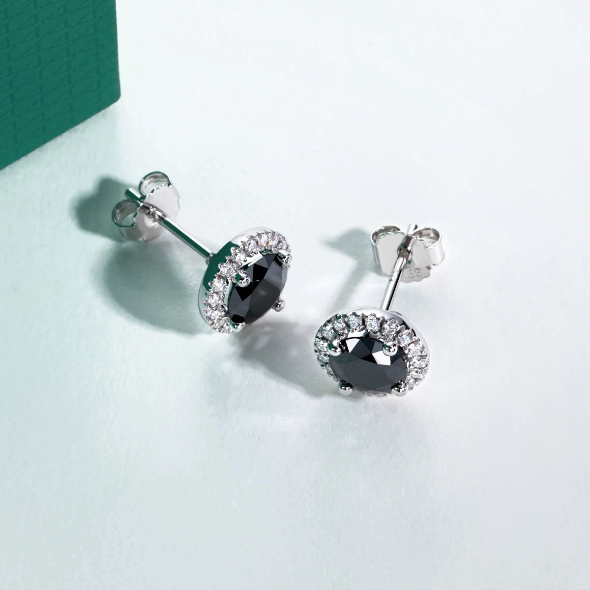 The Ravenna – Black Halo Moissanite Stud Earrings