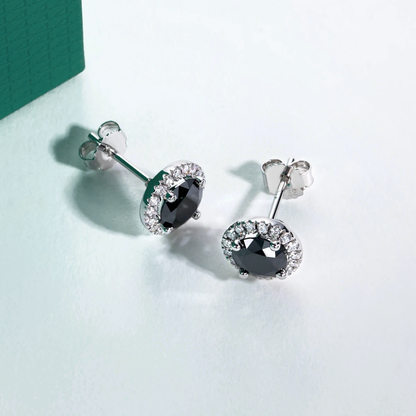 The Ravenna – Black Halo Moissanite Stud Earrings