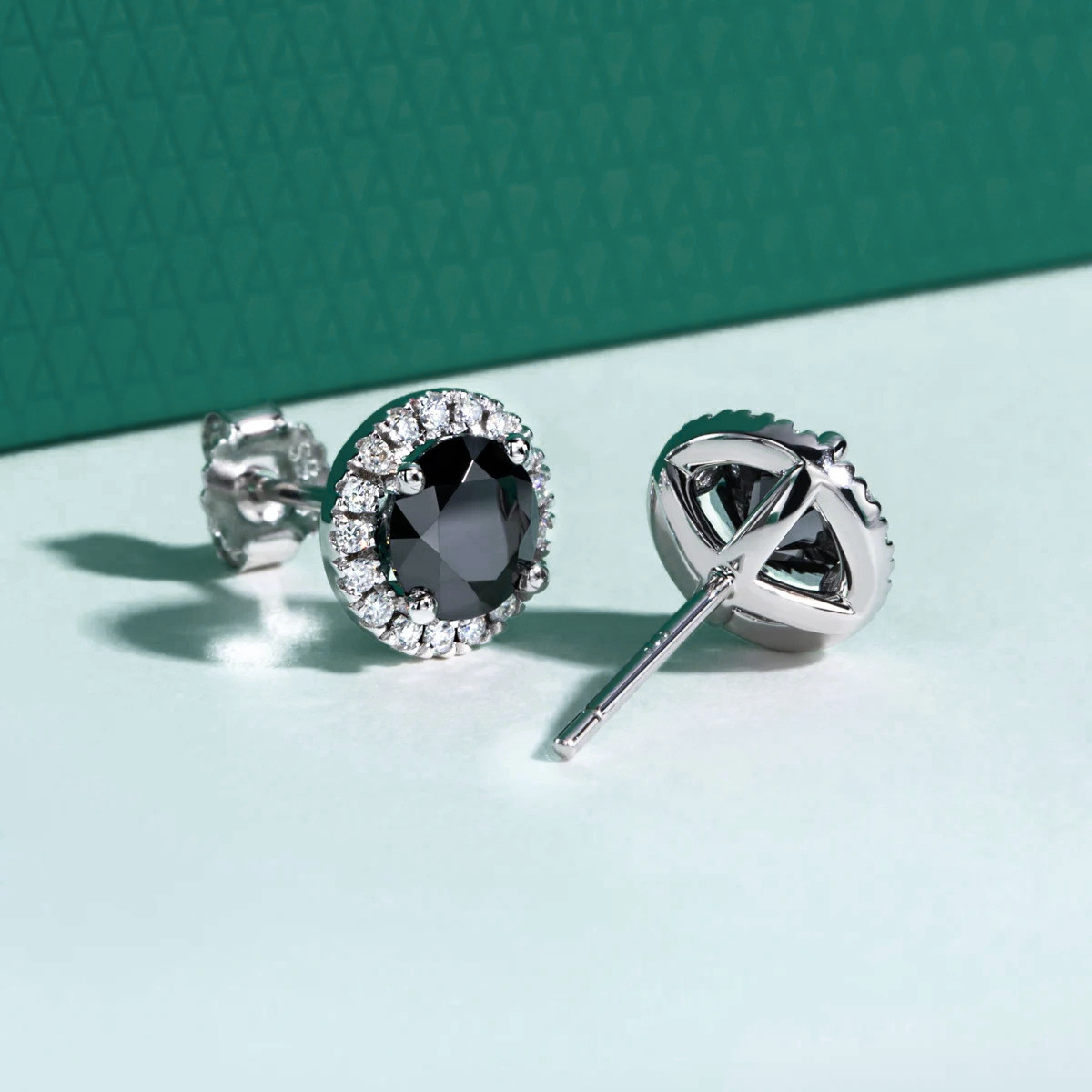 The Ravenna – Black Halo Moissanite Stud Earrings