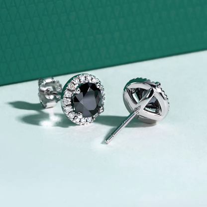 The Ravenna – Black Halo Moissanite Stud Earrings