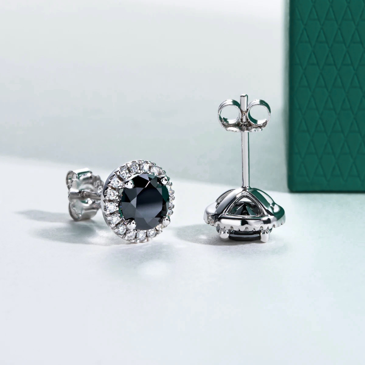 The Ravenna – Black Halo Moissanite Stud Earrings