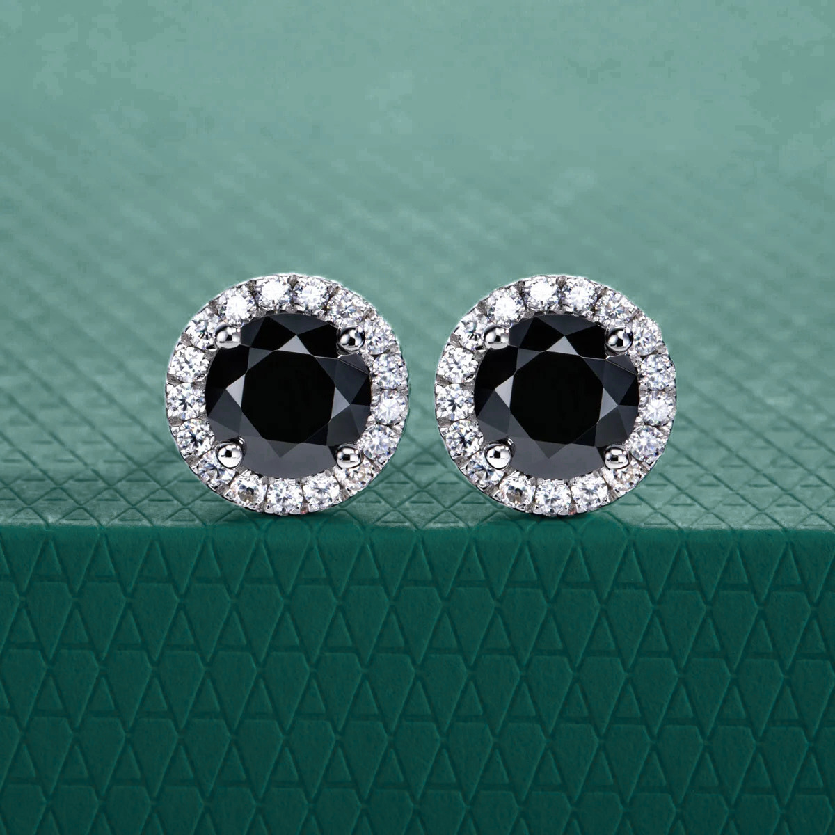 The Ravenna – Black Halo Moissanite Stud Earrings