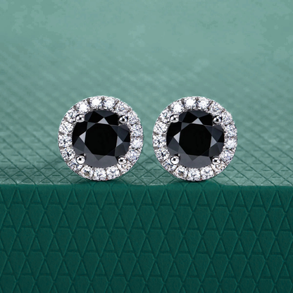The Ravenna – Black Halo Moissanite Stud Earrings