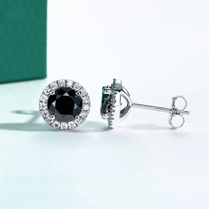 The Ravenna – Black Halo Moissanite Stud Earrings