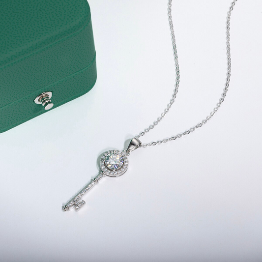 The Key - Round Brilliant Cut Moissanite Necklace