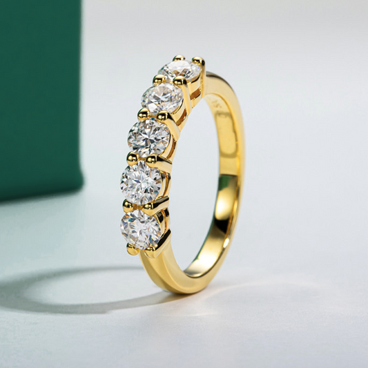 The Olivia Gold - Moissanite Half Eternity Ring