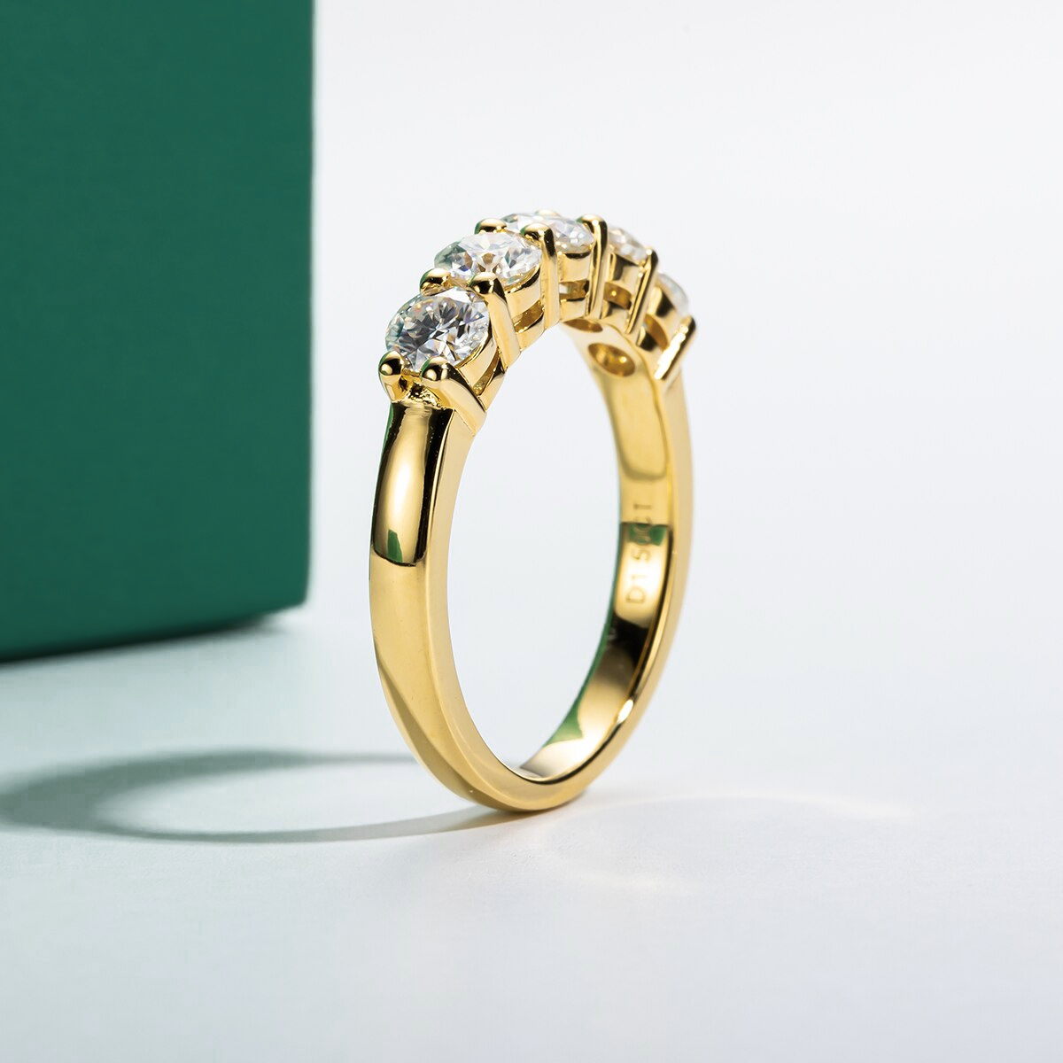 The Olivia Gold - Moissanite Half Eternity Ring