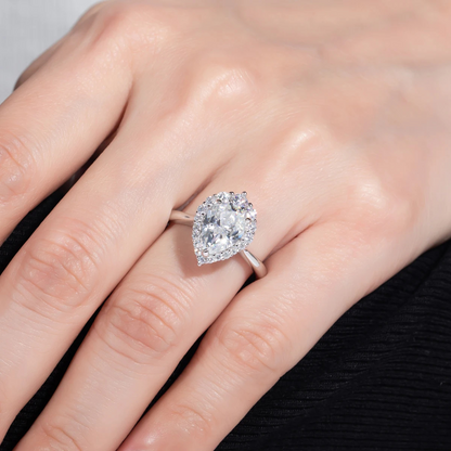 The Valeria - Pear Cut Moissanite Halo Ring