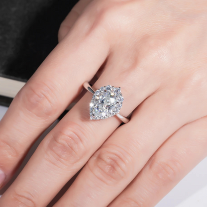 The Valeria - Pear Cut Moissanite Halo Ring