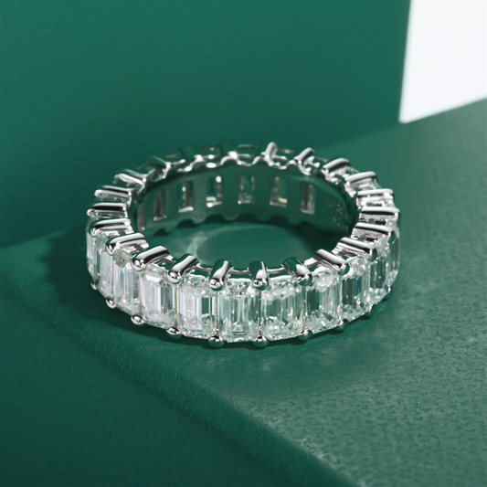 The Aurora - Emerald Cut Moissanite Wedding Band