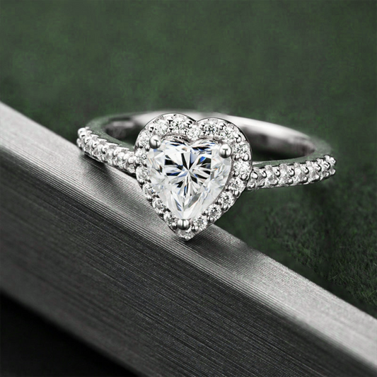 The Heart - Halo Solitaire Ring