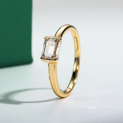 The Lauren - Emerald Cut Moissanite Solitaire Ring