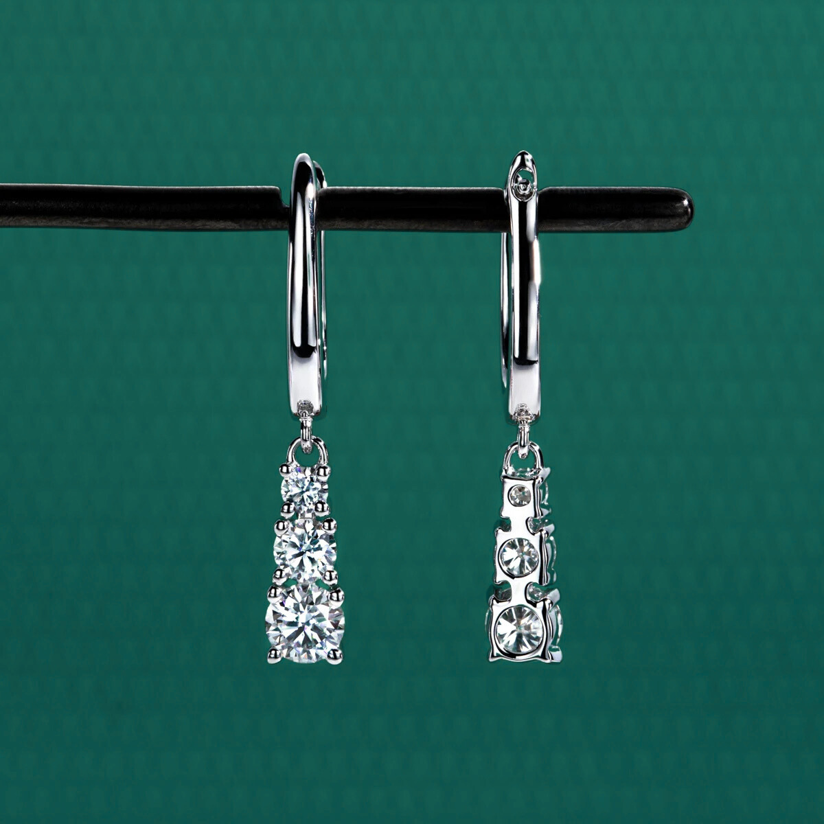 The Emilia - Moissanite Drop Hoop Earrings