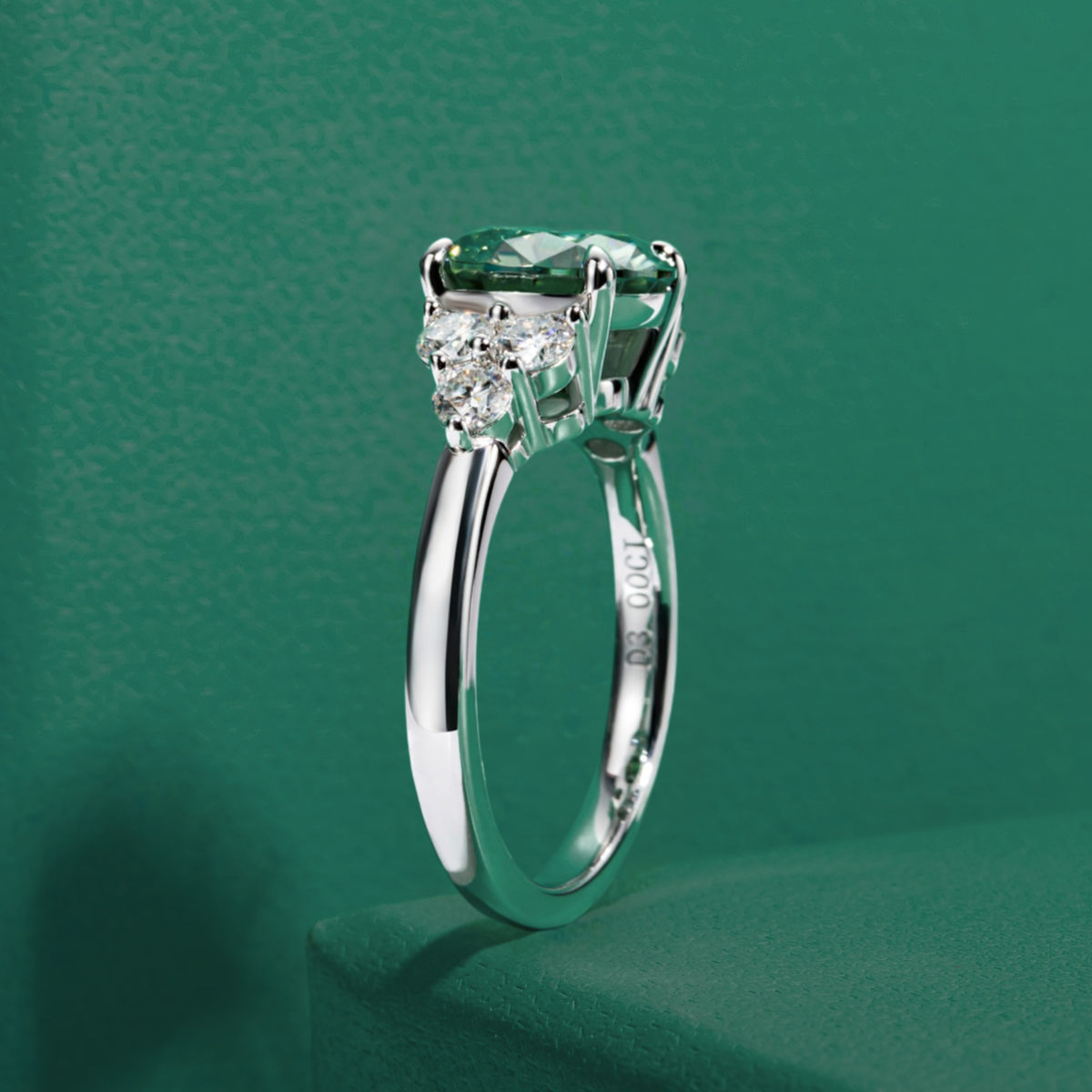 The Olive - Round Brilliant Cut Green Moissanite Solitaire Ring