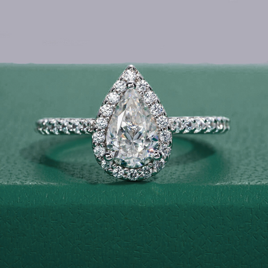 The Flora - Pear Cut Moissanite Halo Ring