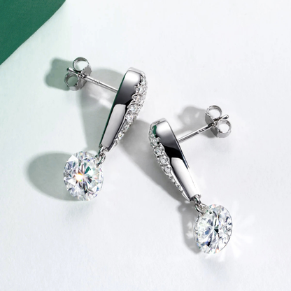 The Valeria – Pavé Teardrop Moissanite Drop Earrings