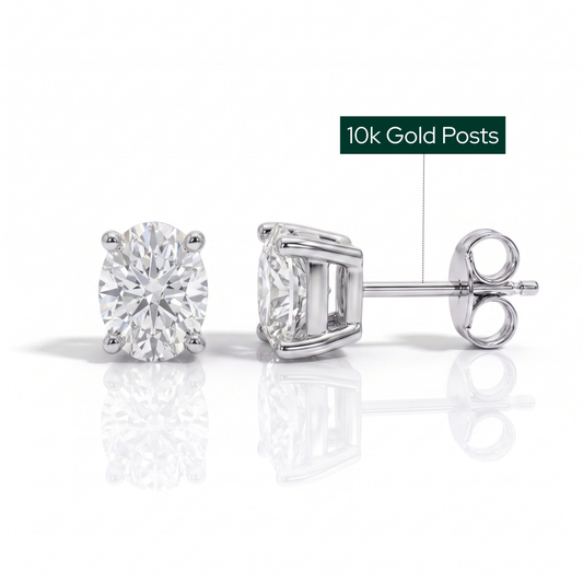 The Stella - Oval Cut Moissanite Earrings with 10k Gold Posts
