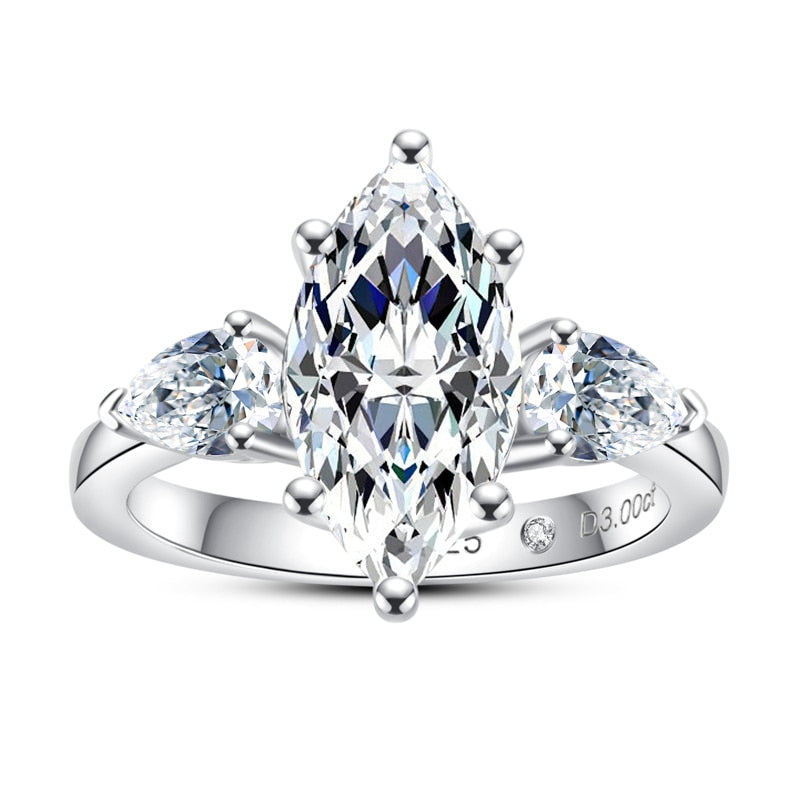 The Madison - Marquise & Pear Three-Stone Moissanite Ring