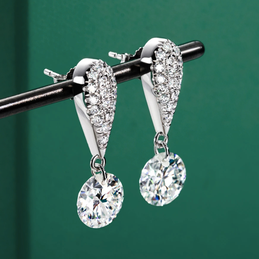 The Valeria – Pavé Teardrop Moissanite Drop Earrings