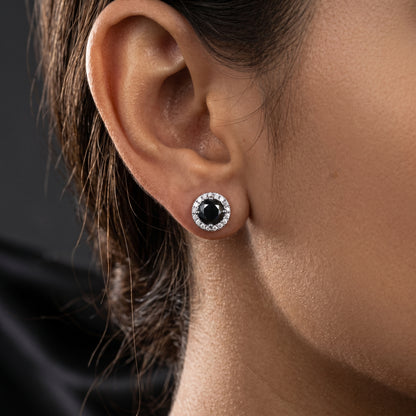 The Ravenna – Black Halo Moissanite Stud Earrings