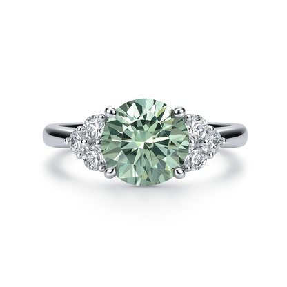 The Olive - Round Brilliant Cut Green Moissanite Solitaire Ring