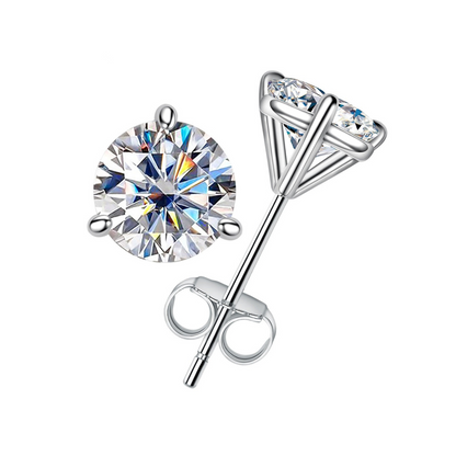 The Lillian - Solitaire 3-Prong Moissanite Earrings