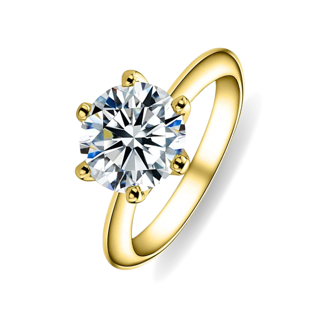 The Classic Gold - Round Brilliant Cut Moissanite Solitaire Ring