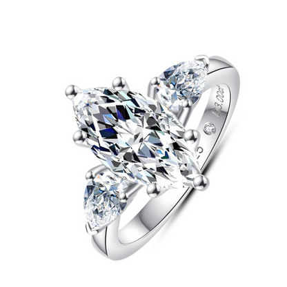 The Madison - Marquise & Pear Three-Stone Moissanite Ring