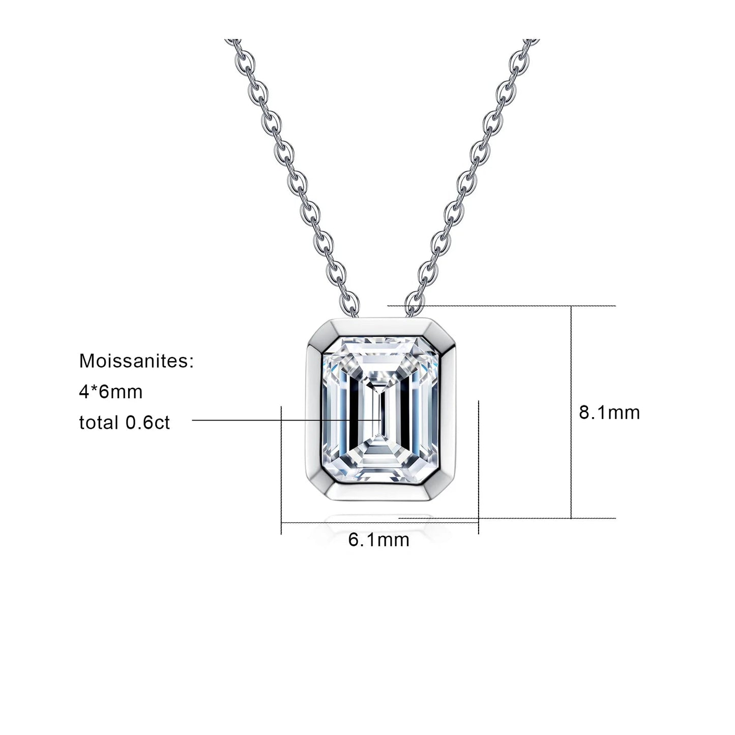 The Solange - Emerald Cut Moissanite Necklace