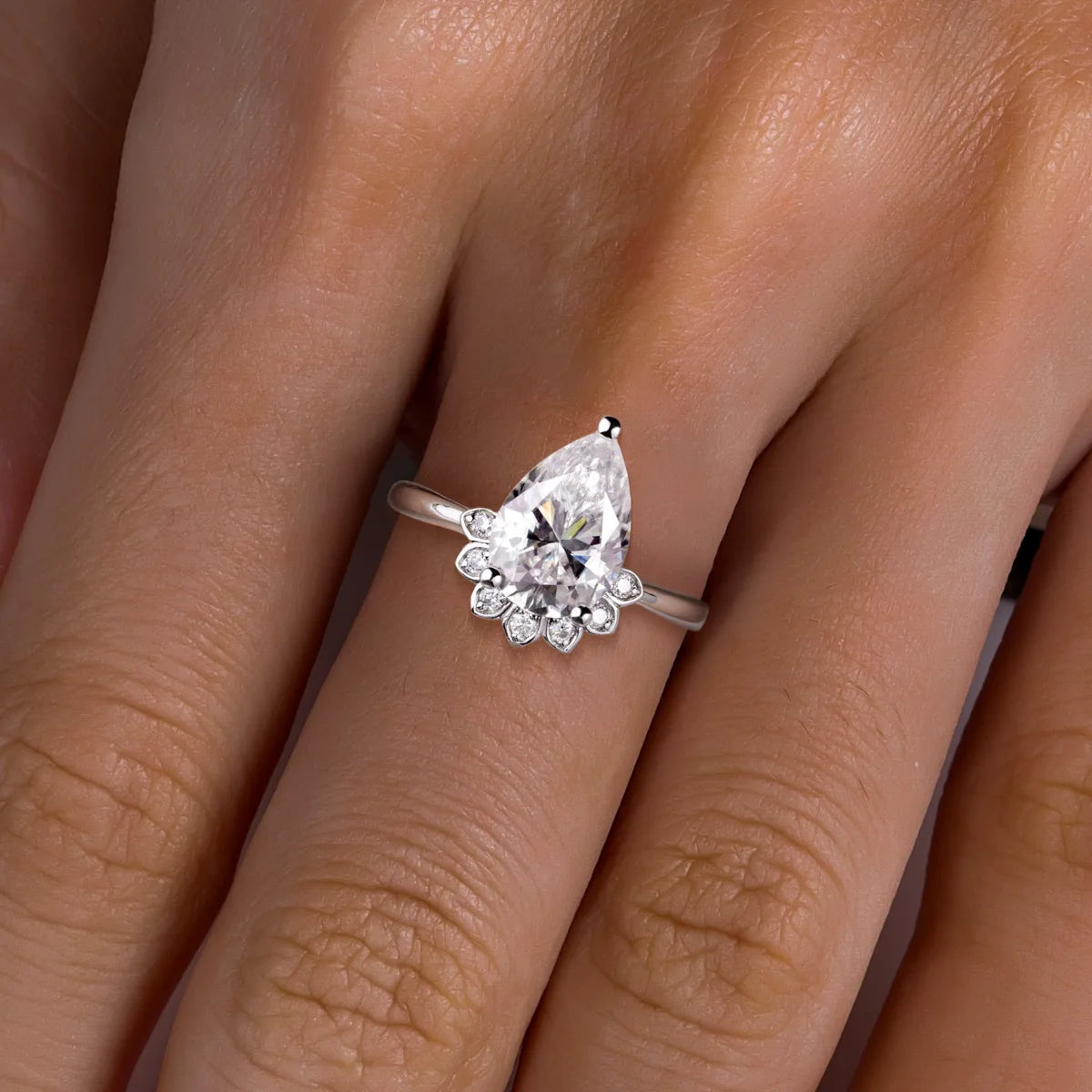 The Violetta - Pear Cut Moissanite Ring