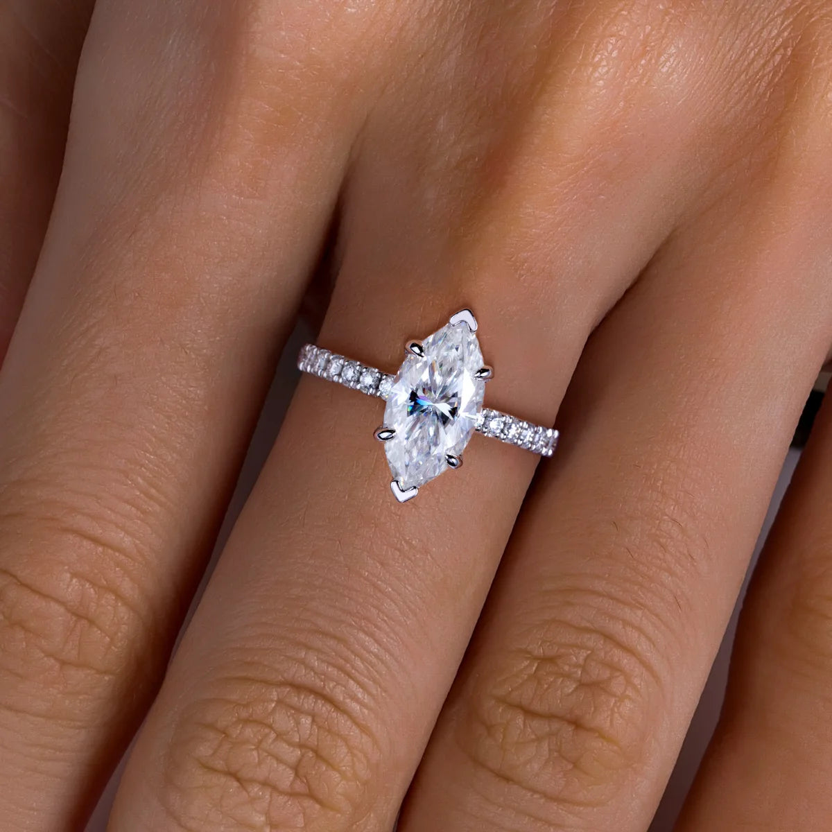 The Aurelia - Marquise Cut Moissanite Solitaire Ring