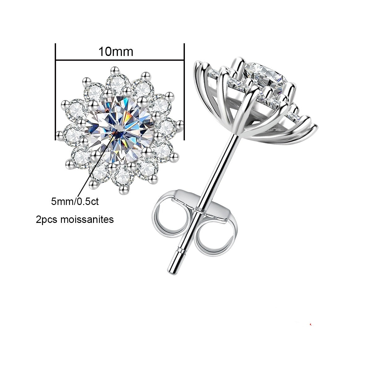 The Sunflower - Round Brilliant Cut Moissanite Earrings