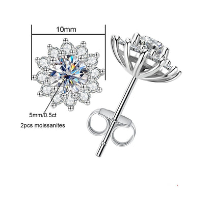 The Sunflower - Round Brilliant Cut Moissanite Earrings