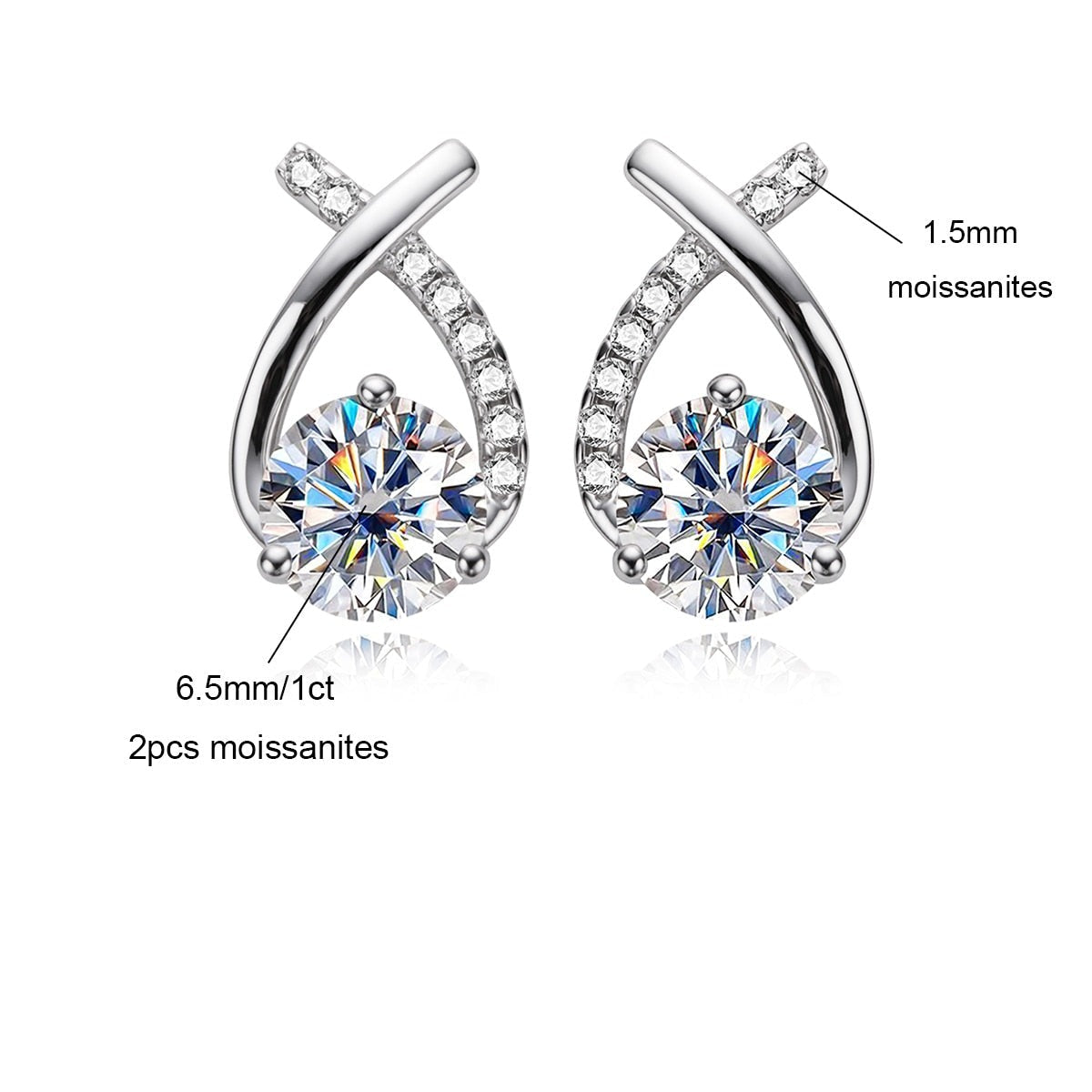 The Florence - Round Brilliant Cut Moissanite Earrings