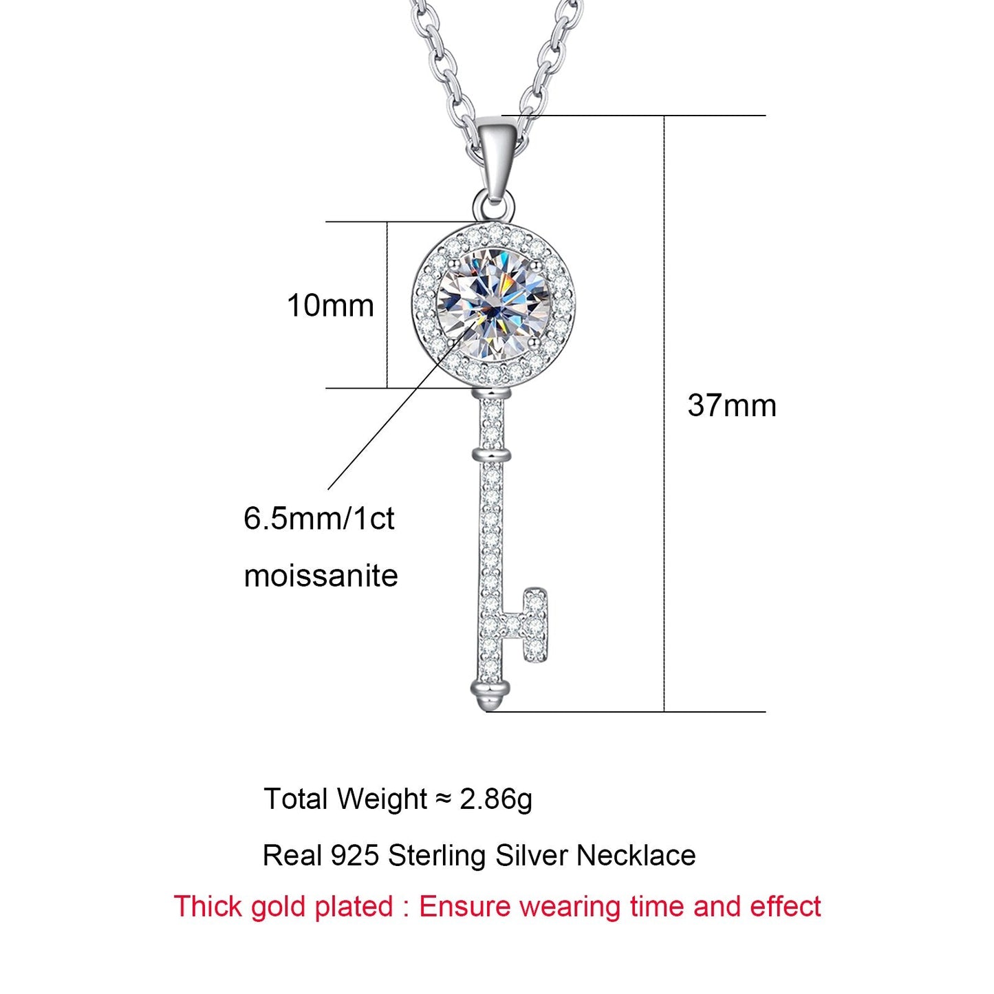 The Key - Round Brilliant Cut Moissanite Necklace