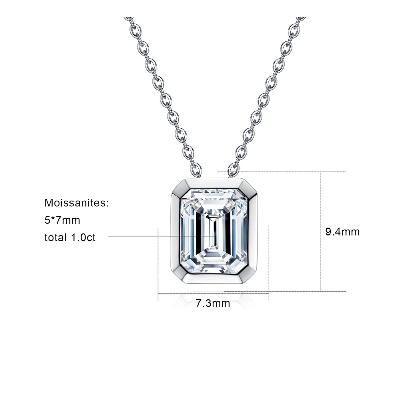 The Solange - Emerald Cut Moissanite Necklace