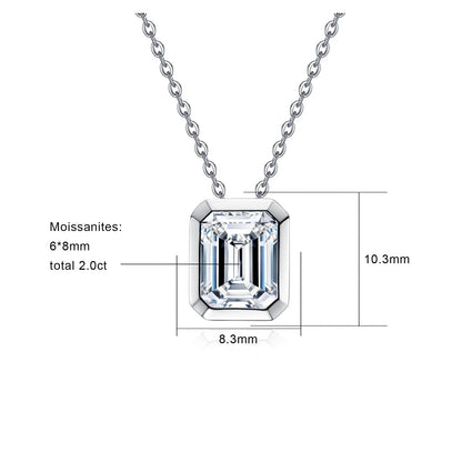 The Solange - Emerald Cut Moissanite Necklace