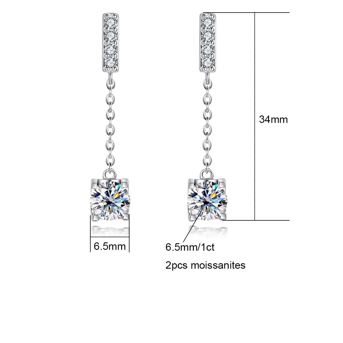 The Opal - Round Brilliant Cut Moissanite Earrings